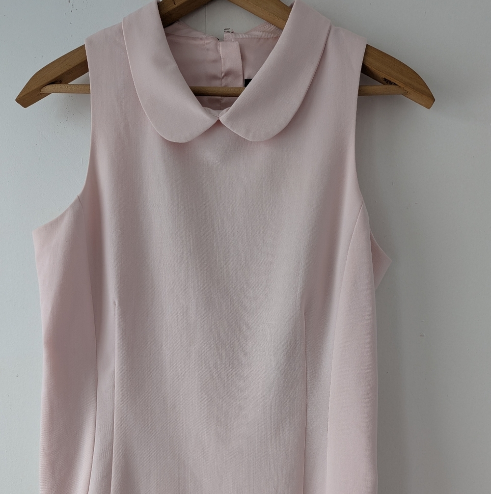 Pink Tartan Tailored Sleeveless Blouse | Light Pink Satin | Size 4 | Zip Back - Picture 3 of 12